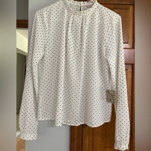 NWT Active USA Black Polka Dot Blouse M Medium